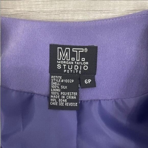 Vintage 90s 100% Silk Jacket Purple Button Front Size 6 Petite - Picture 6 of 9